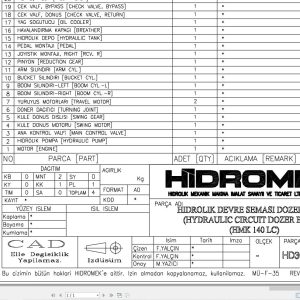 Hidromek HMK 140LC With Dozer Blade Hydraulic Diagram HD300100000 2015 (1)