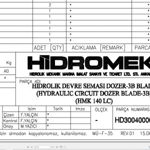 Hidromek HMK 140LC With Dozer Blade Hydraulic Diagram HD300400000 (1)
