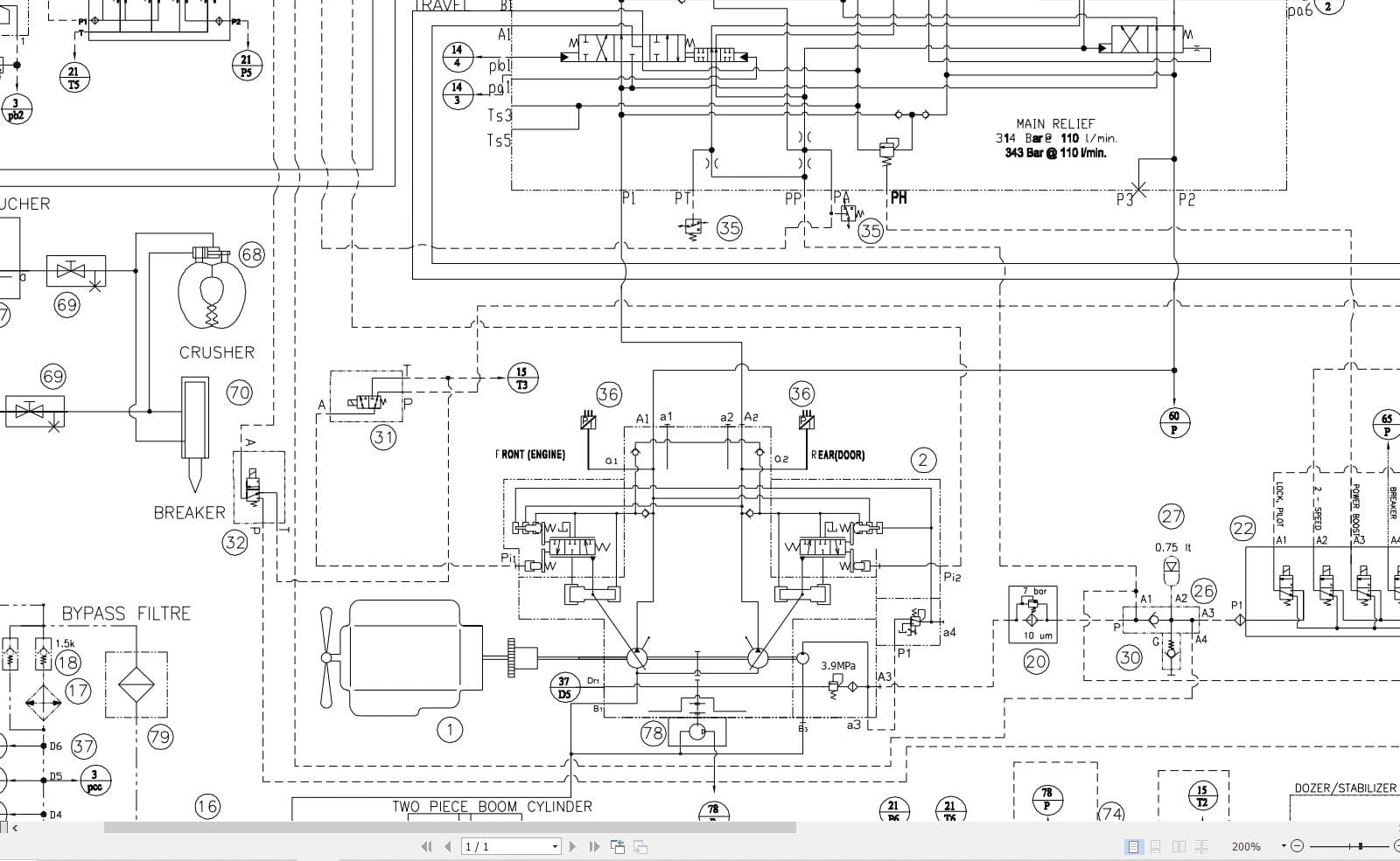 Hidromek HMK 140LC With Dozer Blade Hydraulic Diagram HD300400000 (2)