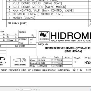 Hidromek HMK 140W 3A Hydraulic Diagram HD200000000 2016 (1)