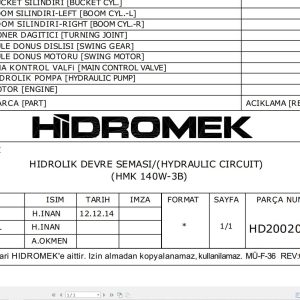 Hidromek HMK 140W 3B Hydraulic Diagram HD200200000 (1)