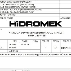 Hidromek HMK 140W 3B Two additional Gear Pumps Hydraulic Diagram HD200200000 (1)