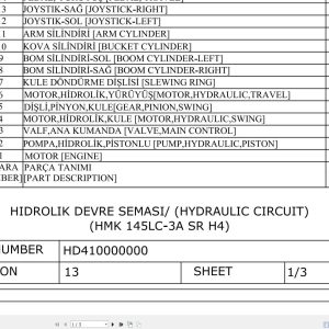 Hidromek HMK 145LC 3A SR H4 Hydraulic Diagram HD410000000 (1)