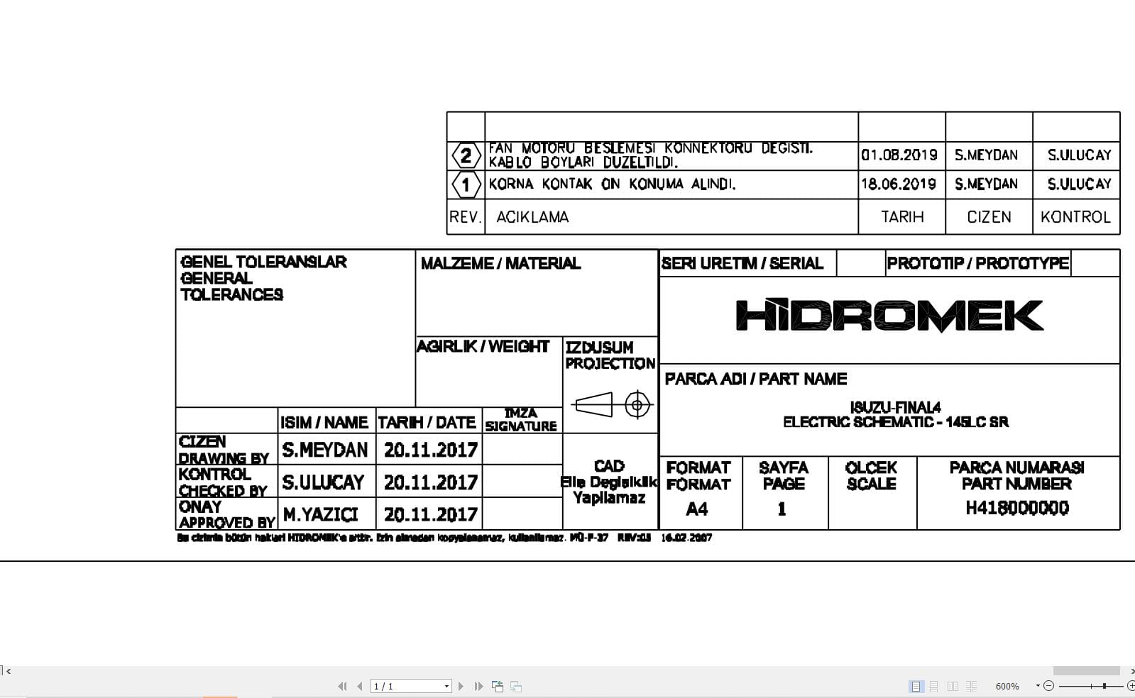 Hidromek HMK 145LC SR Isuzu Final4 Electric Diagram 2019 (1)