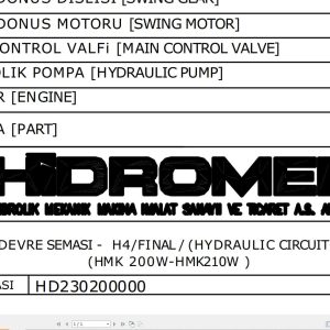 Hidromek HMK 200W 210W H4 FINAL Hydraulic Diagram HD230200000 (1)