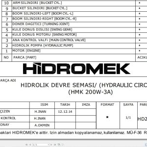 Hidromek HMK 200W 3A Two additional Gear Pumps Hydraulic Diagram HD230000000 (1)
