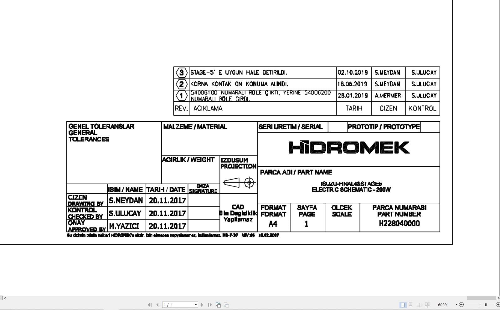 Hidromek HMK 200W Isuzu Final4 & Stage5 Electric Diagram H228040000 10.2019 (1)