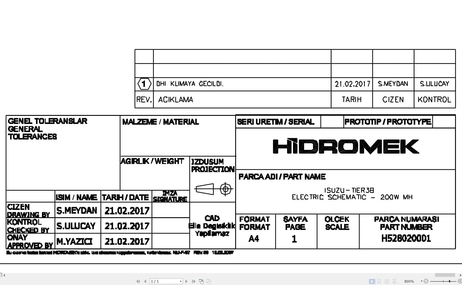 Hidromek HMK 200W MH Isuzu Tier3 Electric Diagram H528020001 02.2017 (1)
