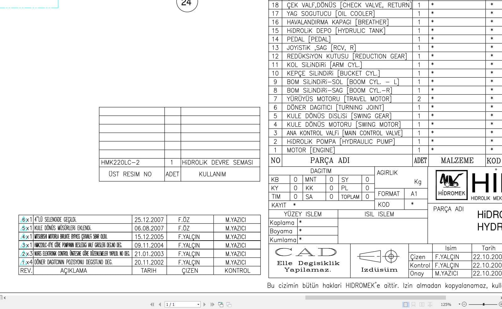 Hidromek HMK 220LC 2 Hydraulic Diagram HD340001001 (1)