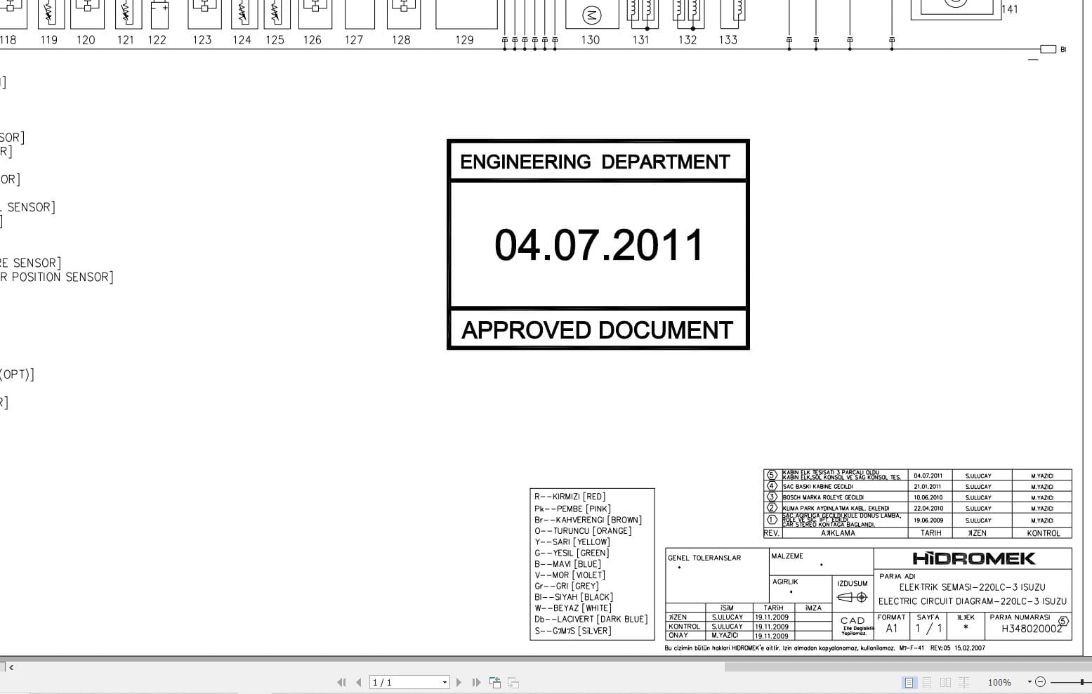 Hidromek HMK 220LC 3 Isuzu Electric Diagram 2011 (1)