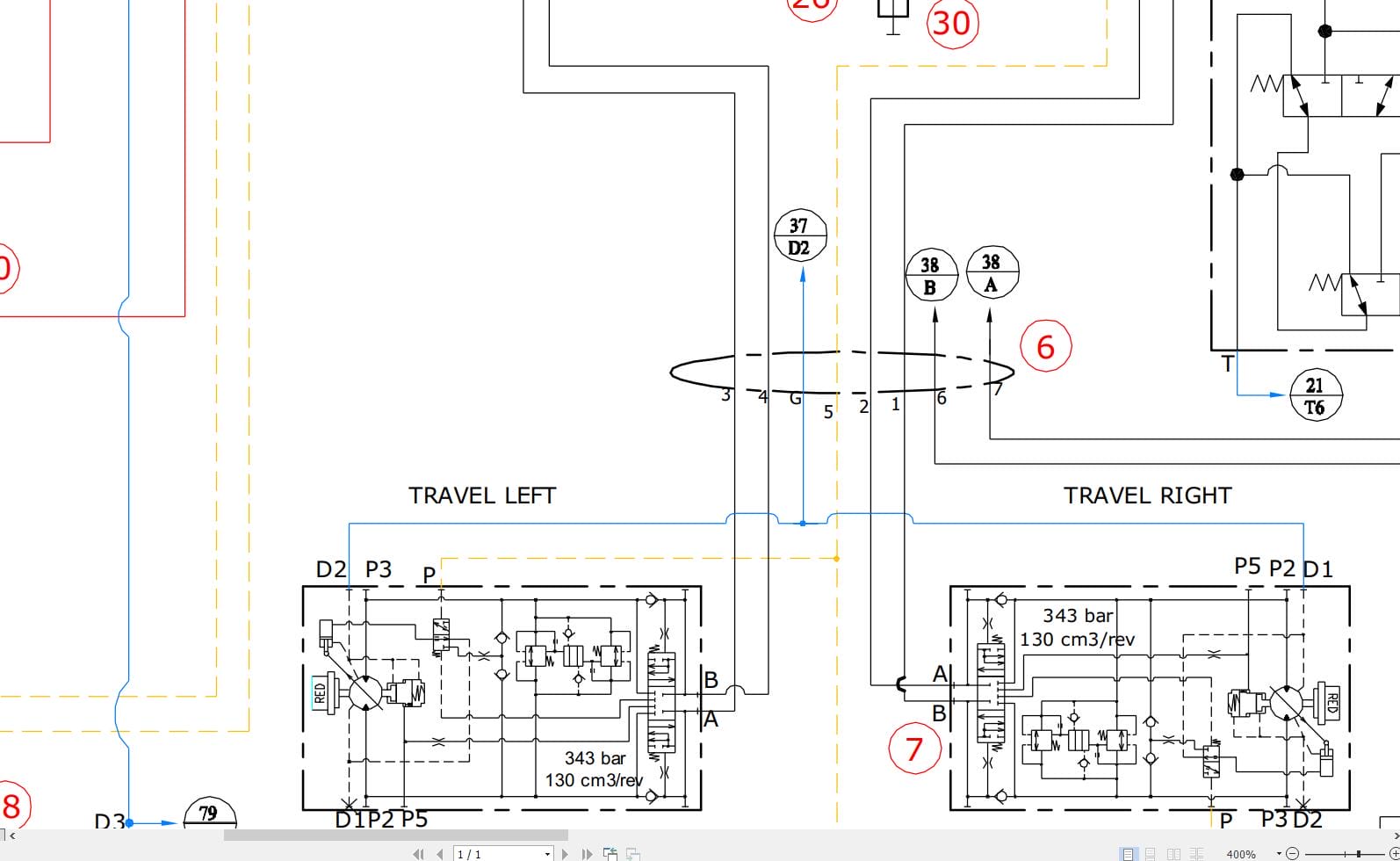Hidromek HMK 220LC 3A DOZER B. + DOUBLE P. WOOD C. Hydraulic Diagram HD340400000 (2)