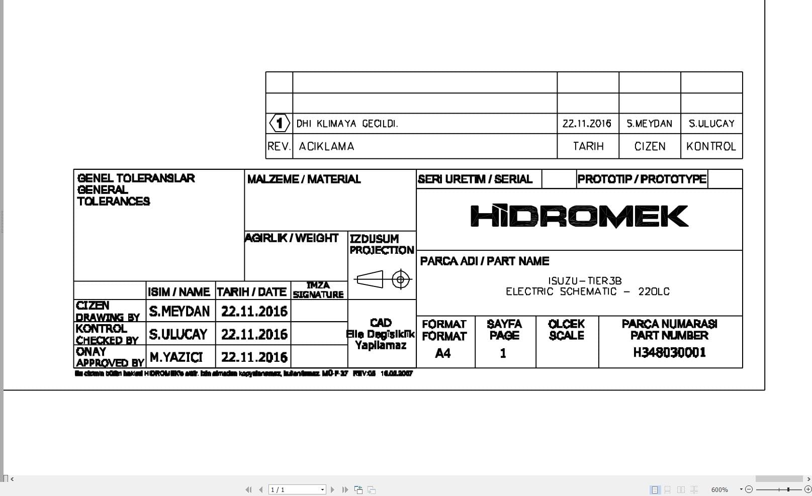 Hidromek HMK 220LC Isuzu Tier3b Electric Diagram H348030001 11.2016 (1)