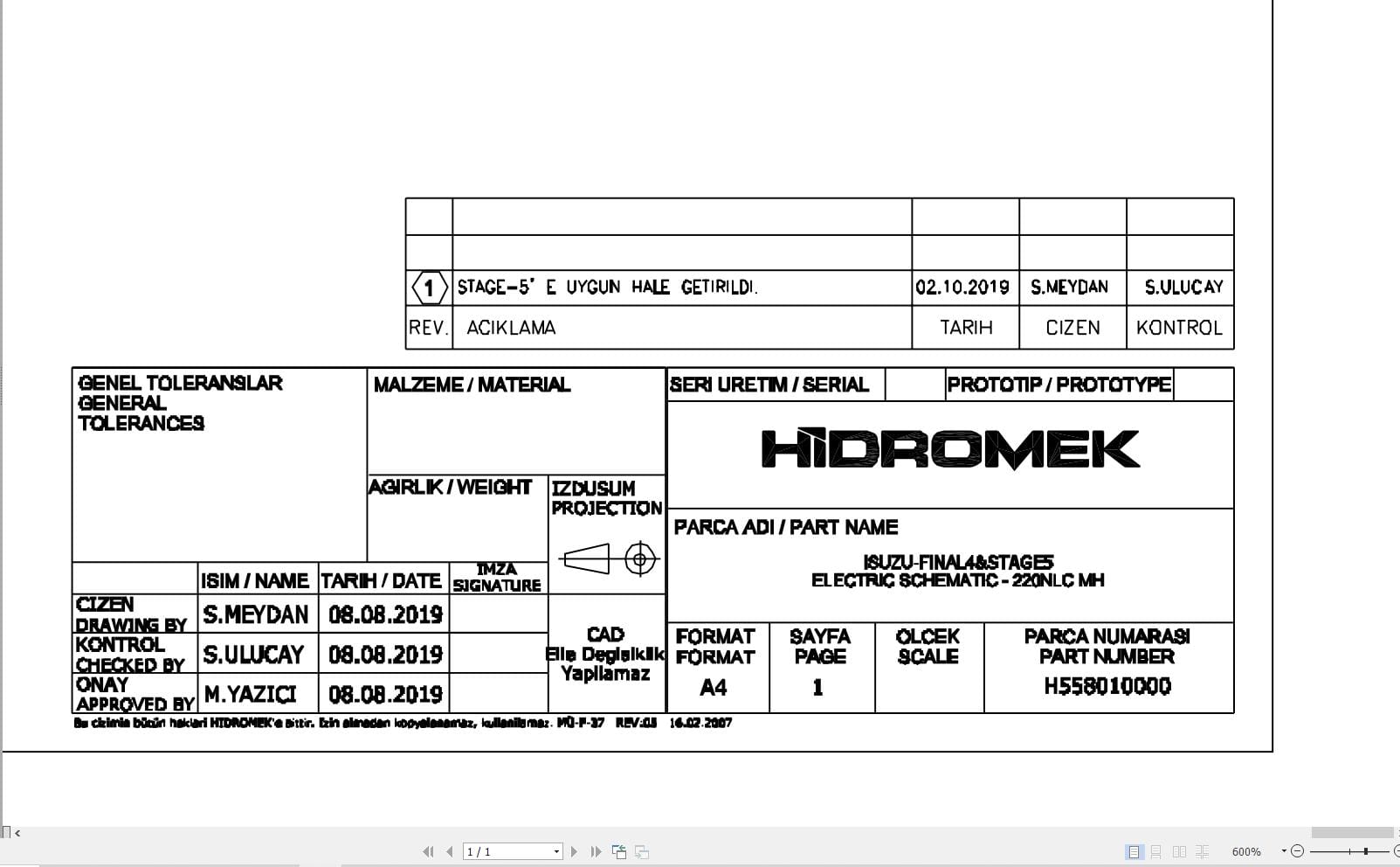 Hidromek HMK 220NLC MH Isuzu Final4 & Stage5 Electric Diagram H558010000 10.2019 (1)
