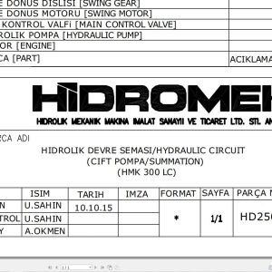 Hidromek HMK 300LC Double Pump Summation Hydraulic Diagram HD250400000 (1)