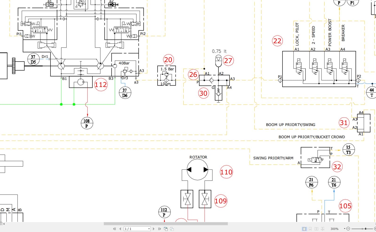Hidromek HMK 300LC Double Pump Summation Hydraulic Diagram HD250400000 (2)