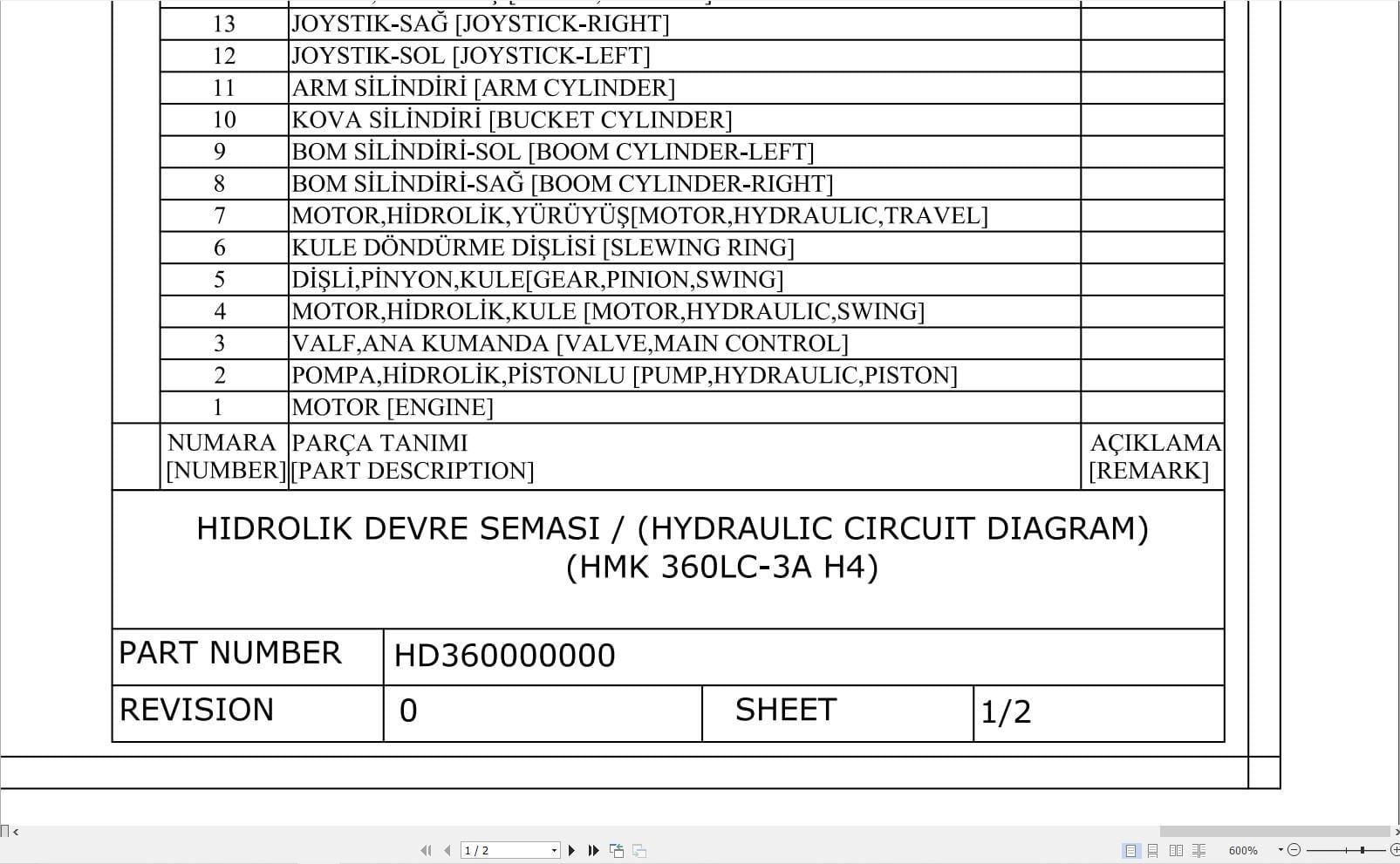 Hidromek HMK 360LC 3A H4 Hydraulic Diagram (1)