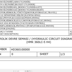 Hidromek HMK 360LC 5 H4 Hydraulic Diagram HD360100000 REV00 (1)