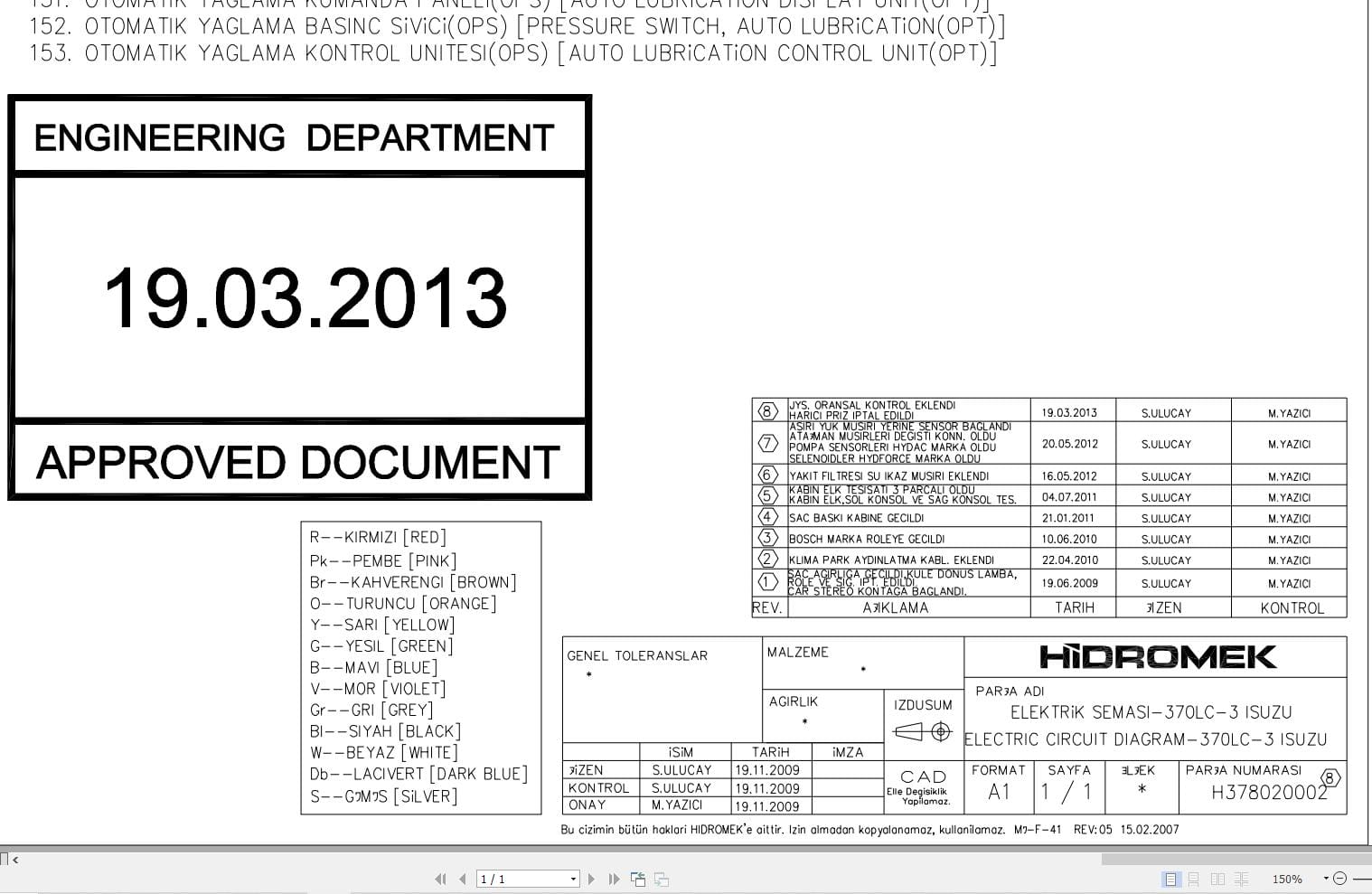 Hidromek HMK 370LC 3 Isuzu Electric Diagram 2013 (1)