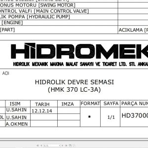 Hidromek HMK 370LC 3A Hydraulic Diagram HD370000000 2017 (1)