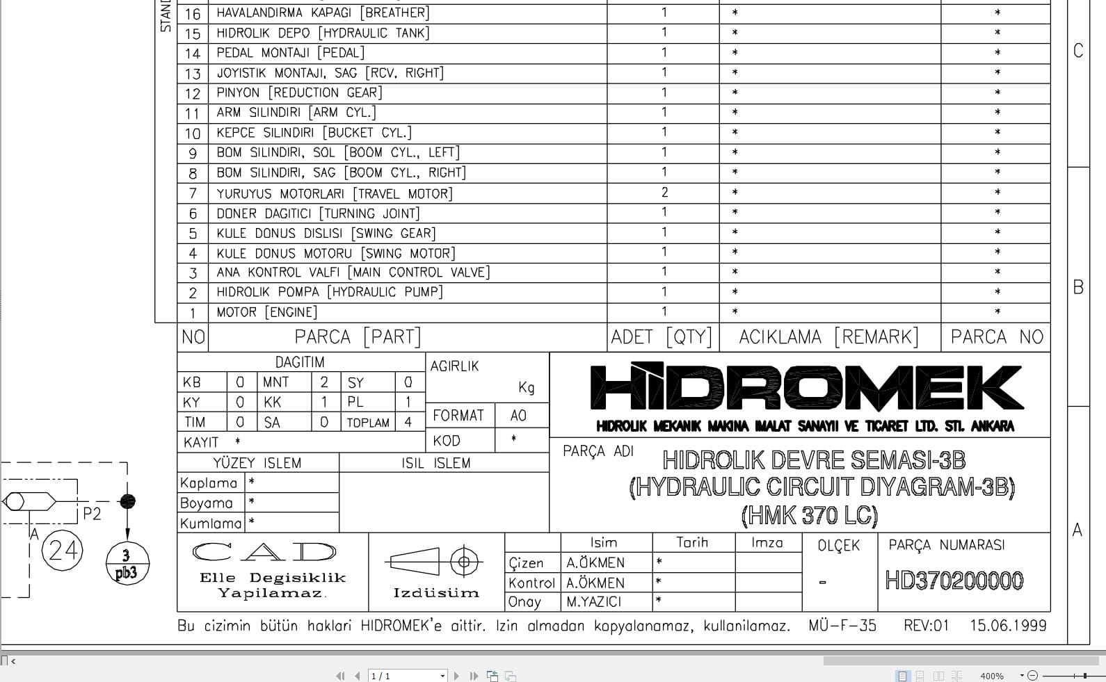 Hidromek HMK 370LC 3B Hydraulic Diagram HD370200000 (1)