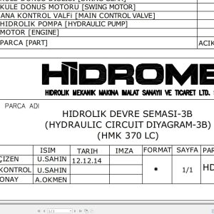 Hidromek HMK 370LC 3B Hydraulic Diagram HD370200000 2017 (1)