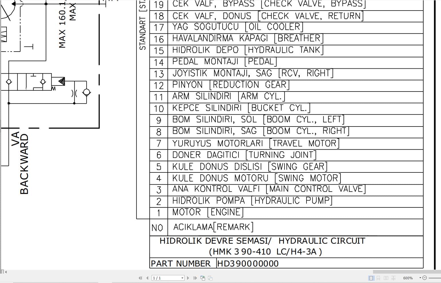 Hidromek HMK 390 410LC H4 3A Hydraulic Diagram (1)