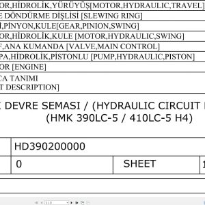 Hidromek HMK 390LC 5 410LC 5 H4 Hydraulic Diagram HD390200000 REV00 (1)