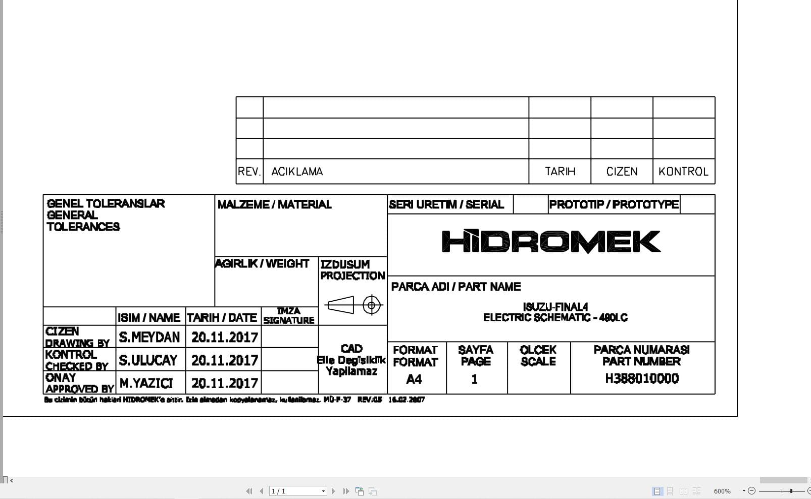 Hidromek HMK 490LC Isuzu Final4 Electric Diagram H388010000 11.2018 (1)