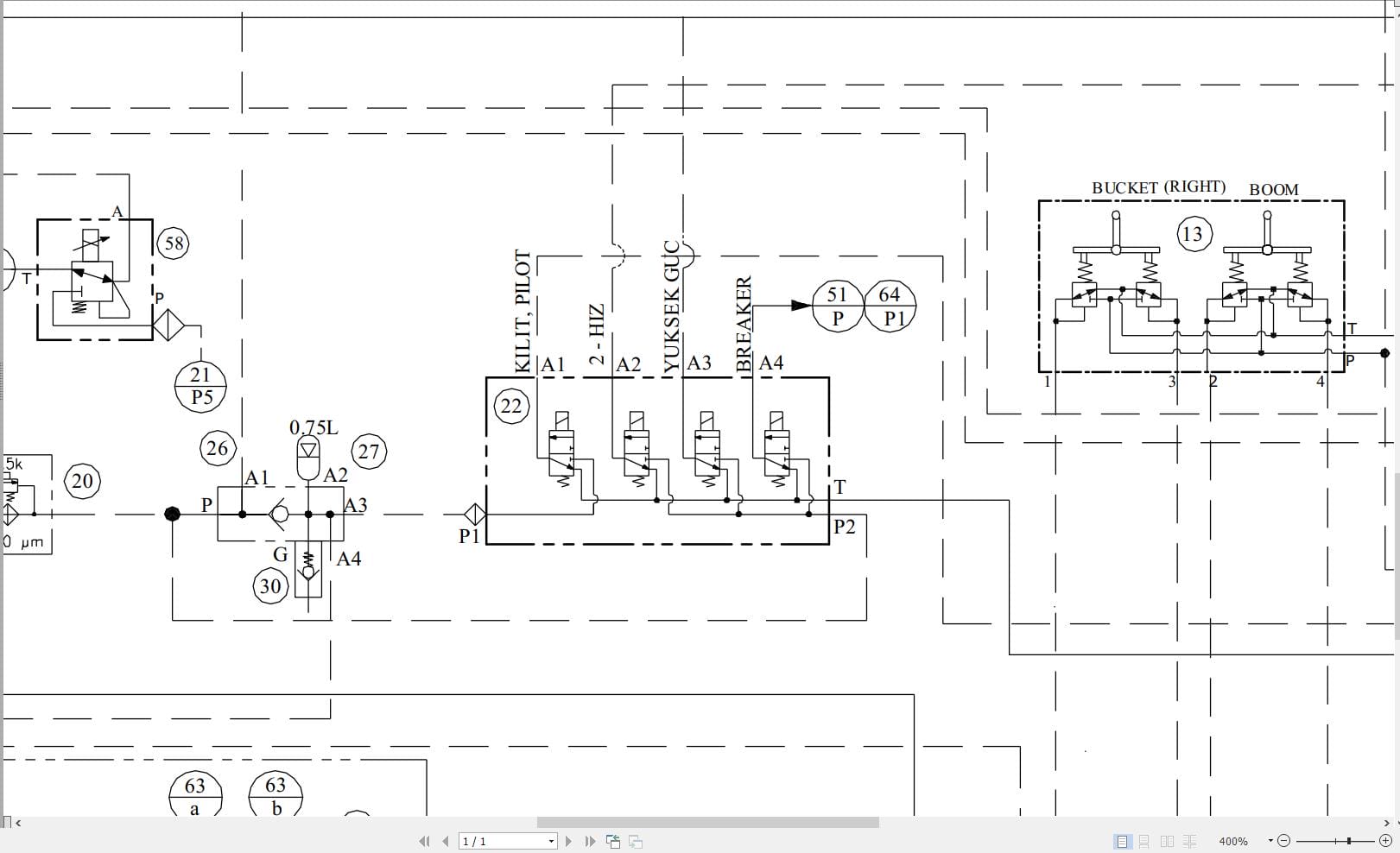 Hidromek HMK 490LC H4 3A Hydraulic Diagram HD380100000 (2)