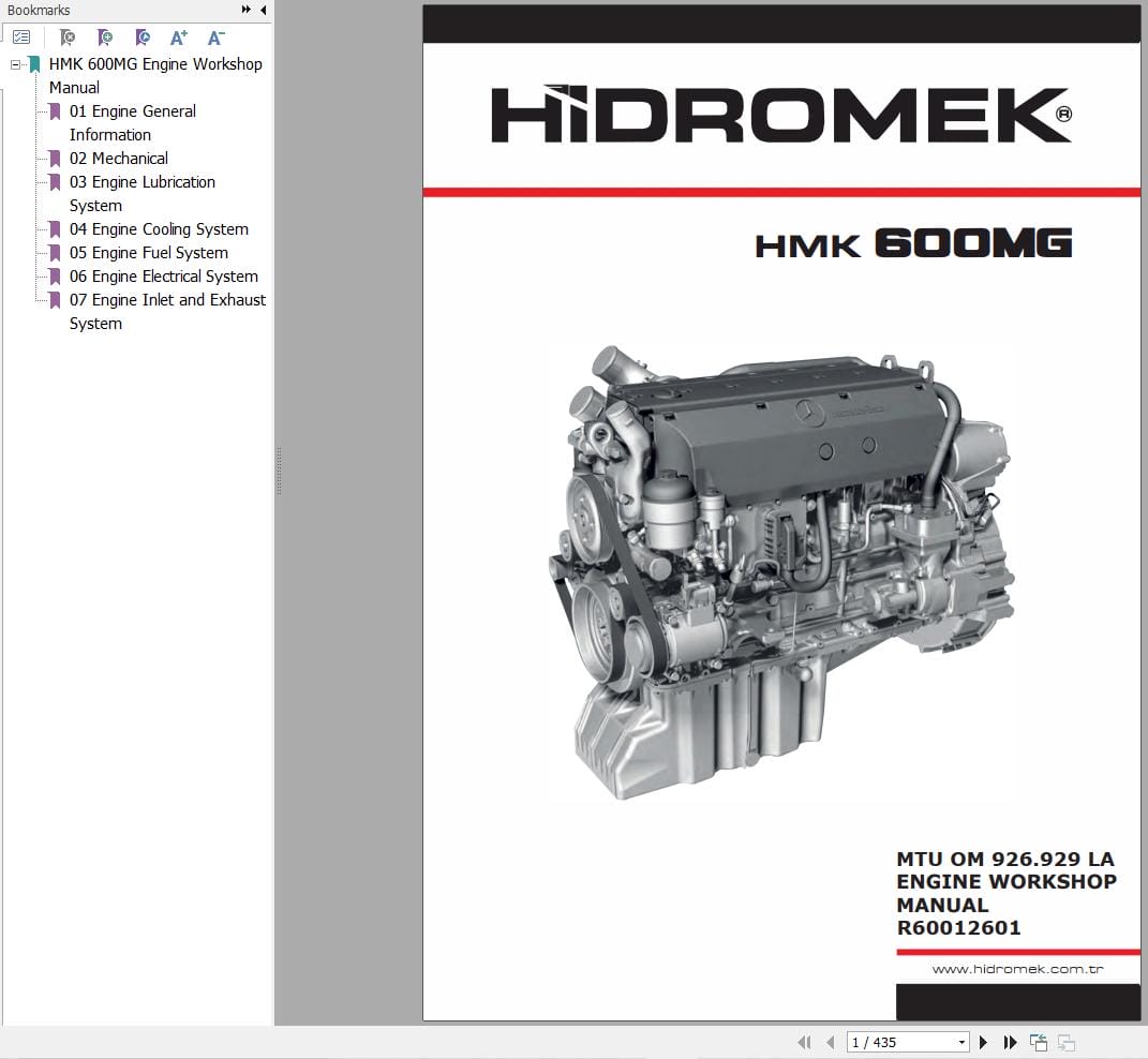 Hidromek HMK 600MG MTU OM 926.929 LA Engine Workshop Manual R60012601 (1)