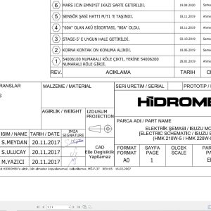 Hidromek HMK210W 5 HMK220W 5 Isuzu Electric Diagram ED228040000 10.2023 (1)