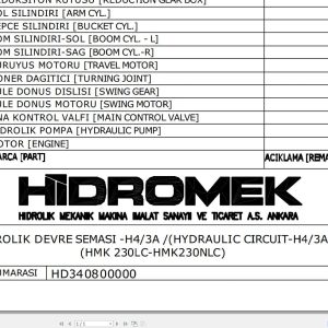 Hidromek HMK230LC HMK230NLC H4 3A Hydraulic Diagram HD340800000 REV04 (1)