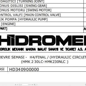 Hidromek HMK230LC HMK230NLC H4 FINAL Hydraulic Diagram HD340900000 REV04 (1)
