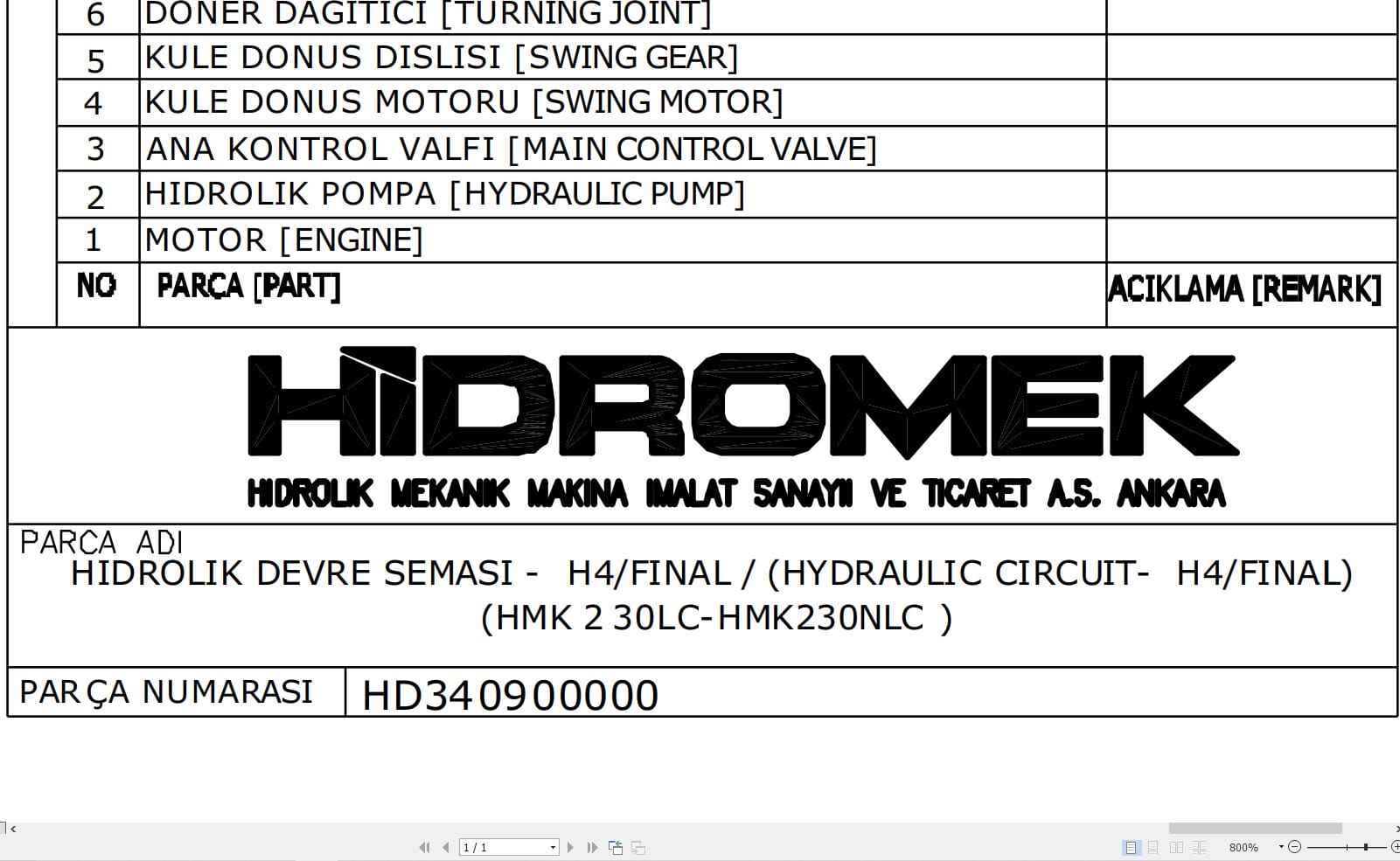 Hidromek HMK230LC HMK230NLC H4 FINAL Hydraulic Diagram HD340900000 REV04 (1)