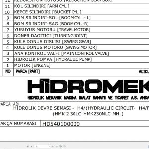 Hidromek HMK230LC HMK230NLC MH H4 FINAL Hydraulic Diagram HD540100000 (1)