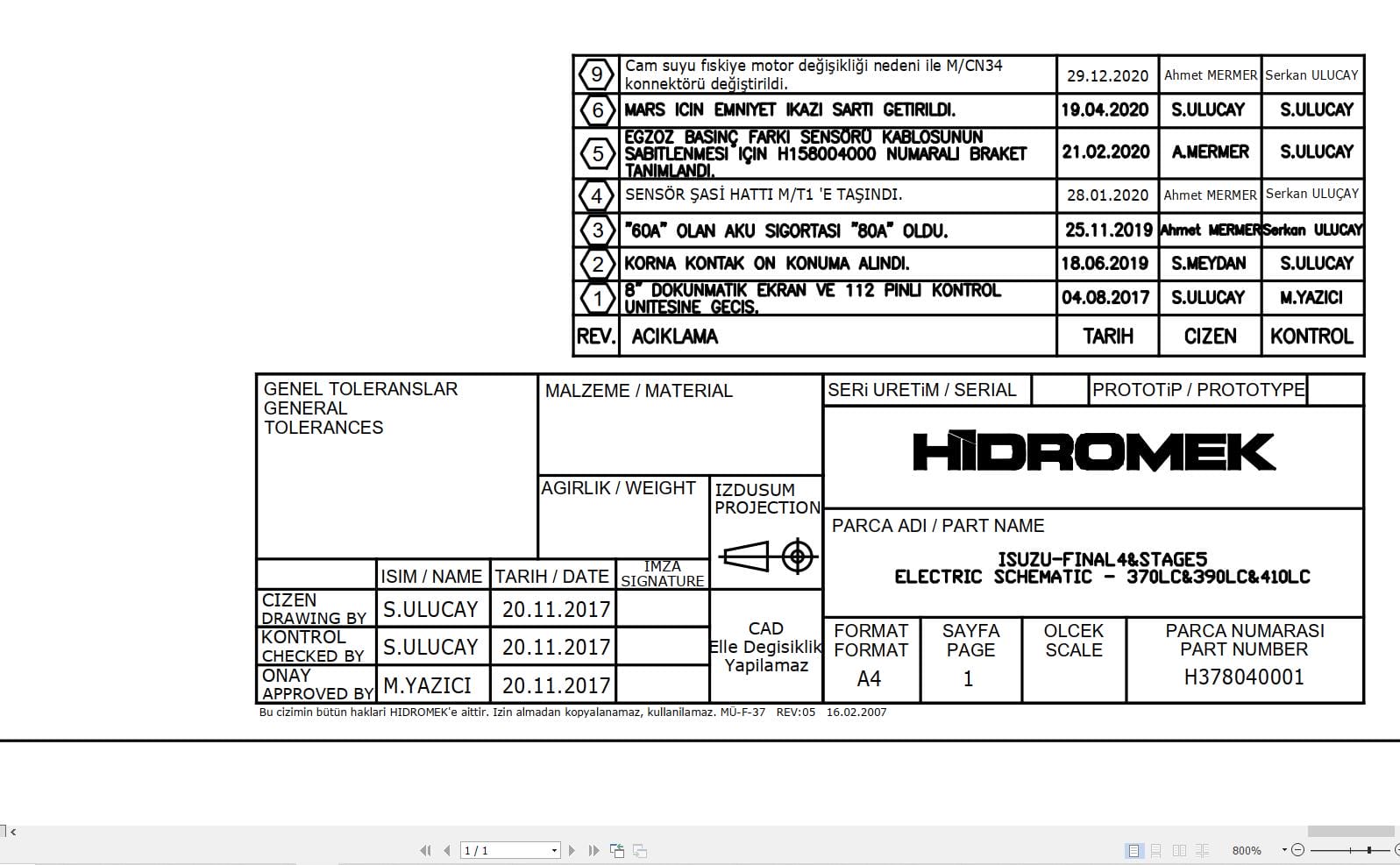 Hidromek HMK370LC HMK390LC HMK410LC Electric Diagram H378040001 12.2020 (1)