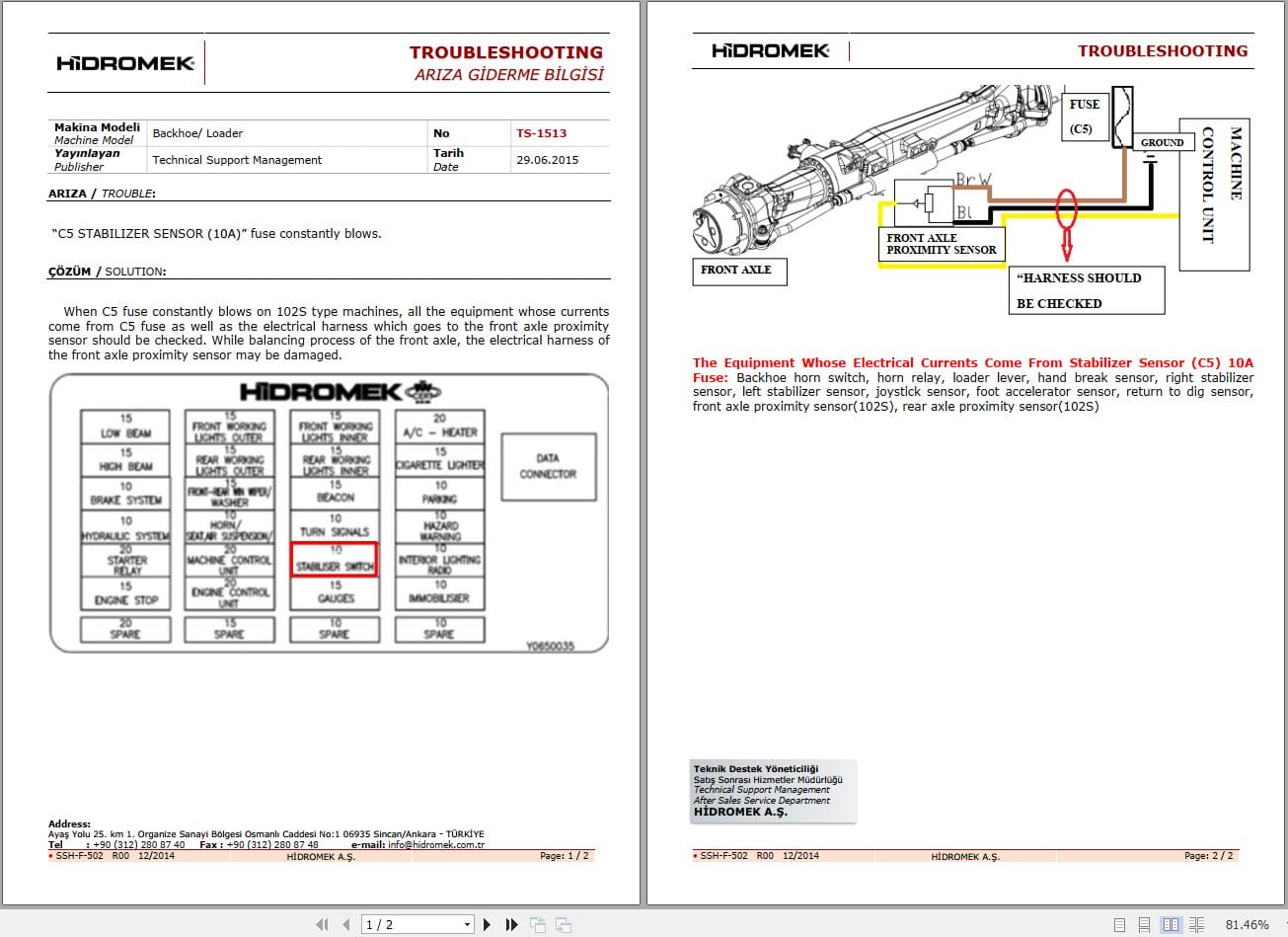 Hidromek Heavy Equipments Trouble Shooting Manual (1)