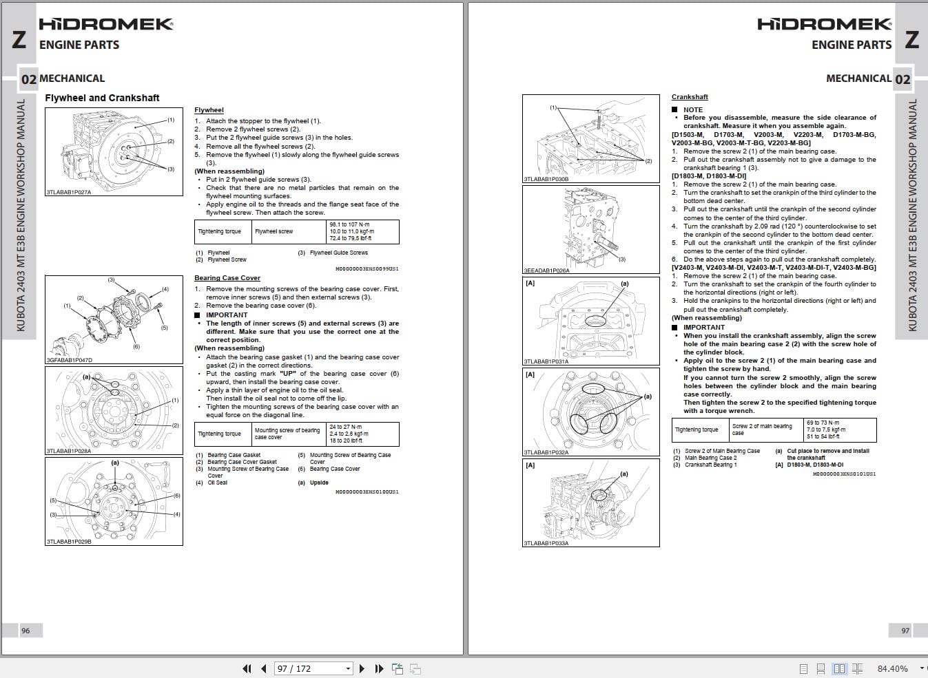 Hidromek Kubota Engine V2403 MT E3B Workshop Manual (2)