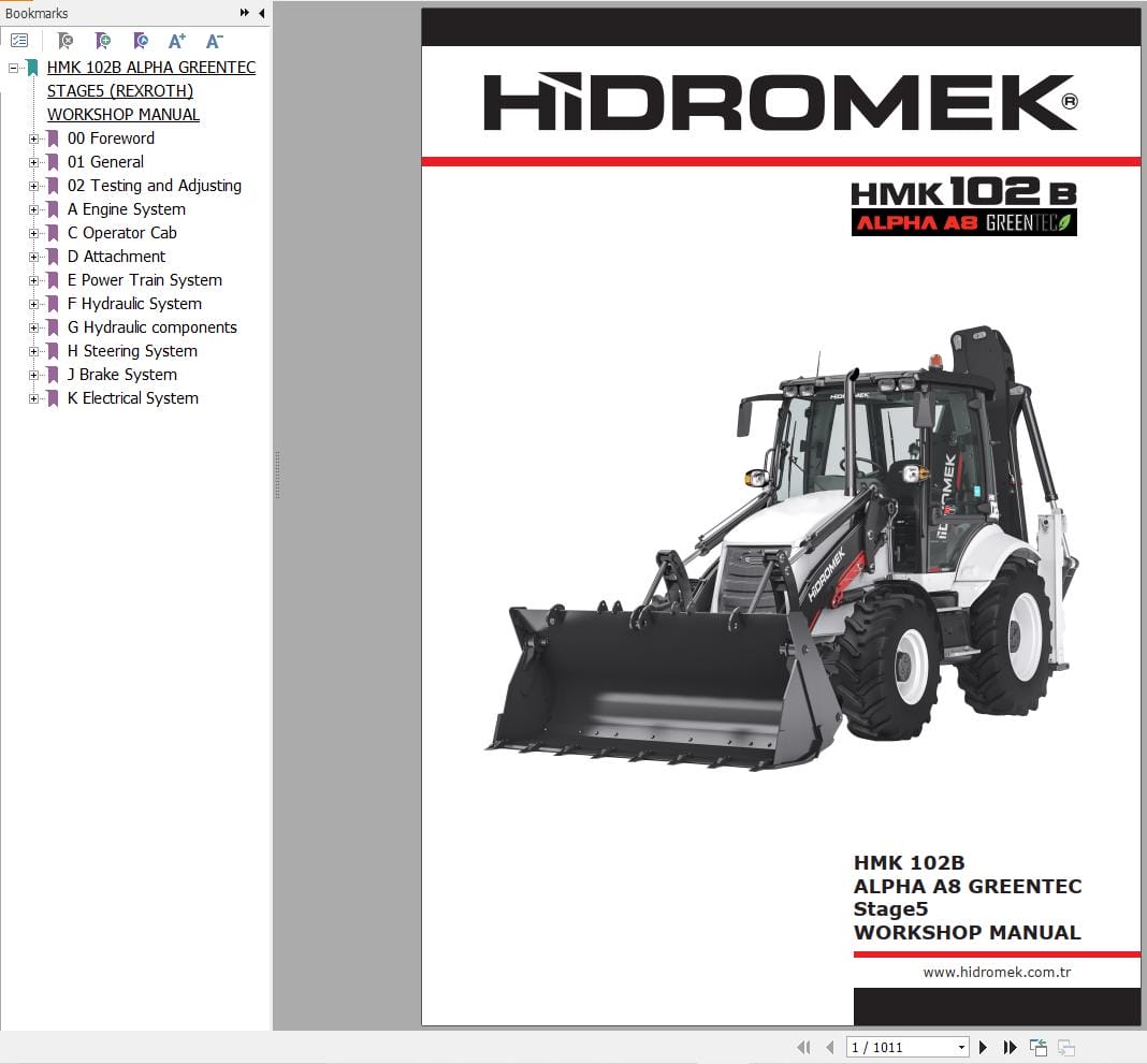 Hidromek Loader HMK 102B ALPHA A8 GREENTEC Stage5 Workshop Manual (1)
