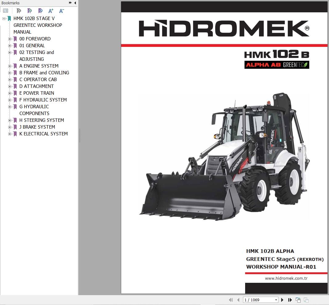 Hidromek Loader HMK 102B ALPHA GREENTEC Stage5 (REXROTH) Workshop Manual (1)