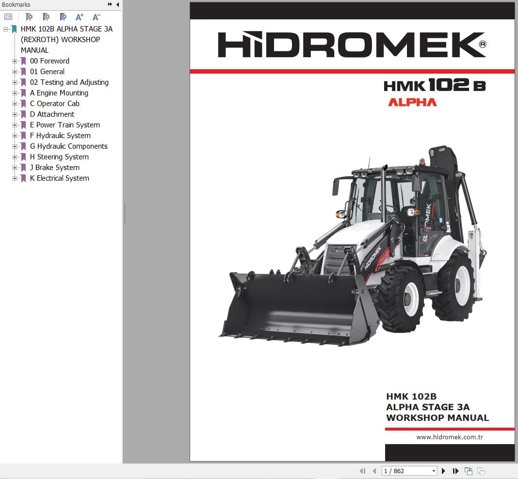 Hidromek Loader HMK 102B ALPHA STAGE 3A Workshop Manual (1)