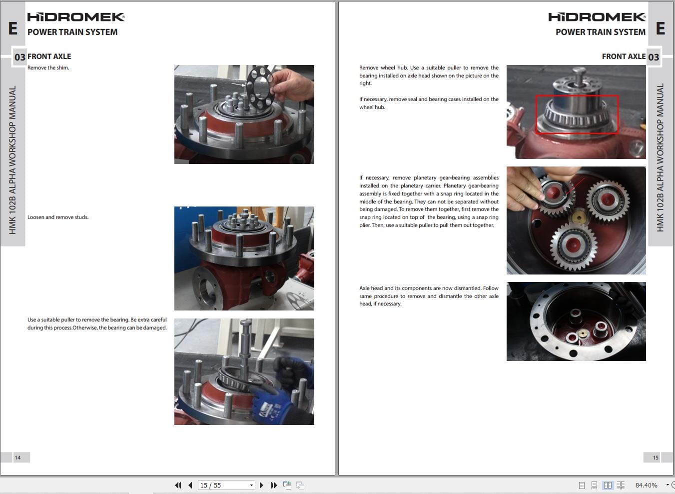 Hidromek Loader HMK 102B Front Axle Workshop Manual REV 05 (2)