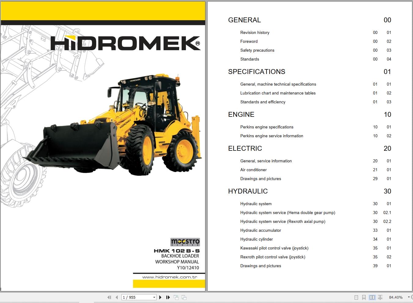 Hidromek Loader HMK 102B S Maestro Workshop Manual Y10 12410 (1)