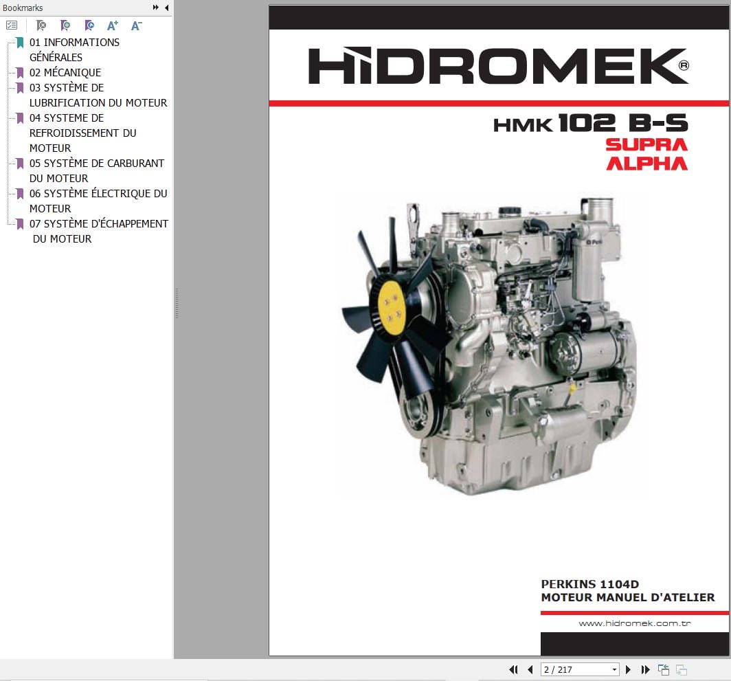 Hidromek Loader HMK 102B S SUPRA ALPHA PERKINS 1104D Workshop Manual FR (1)