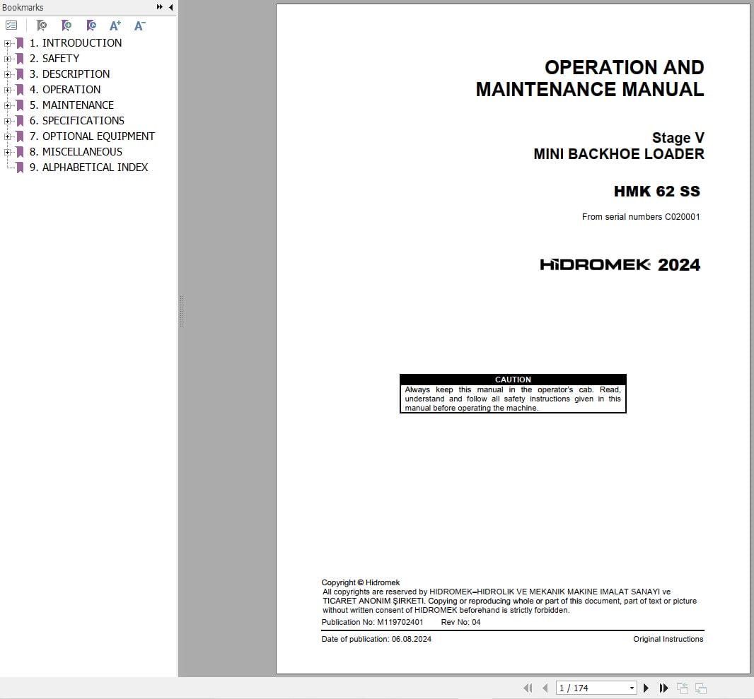 Hidromek Loader HMK 62 SS Operation Maintenance Manual EN (1)