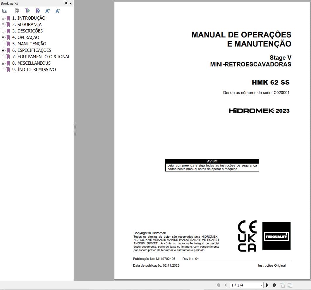Hidromek Loader HMK 62 SS Operation Maintenance Manual PT (1)