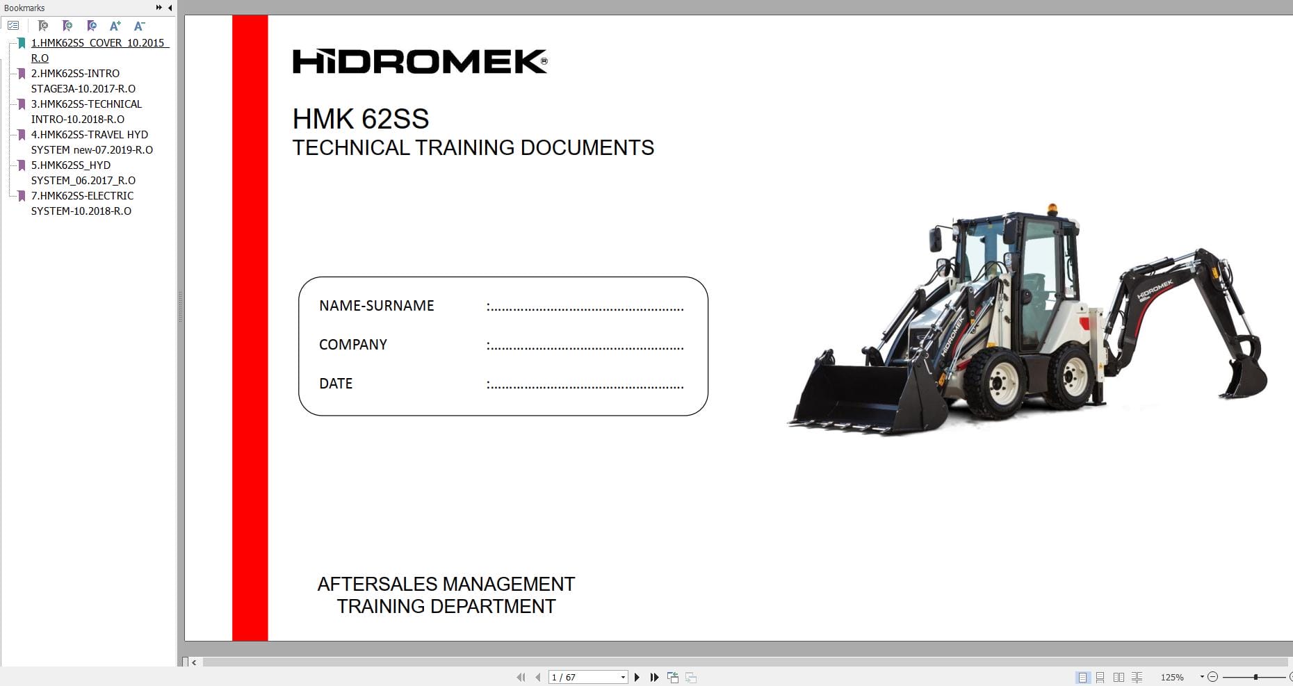 Hidromek Loader HMK 62SS Technical Training Manual (1)