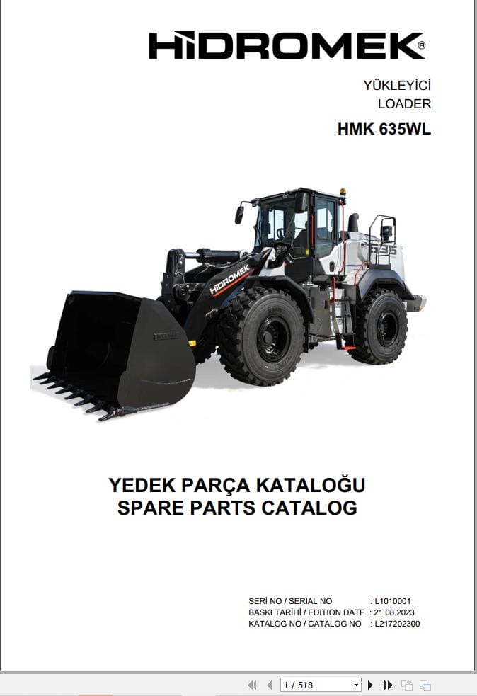 Hidromek Loader HMK 635WL Parts Catalog 2023 EN TR (1)