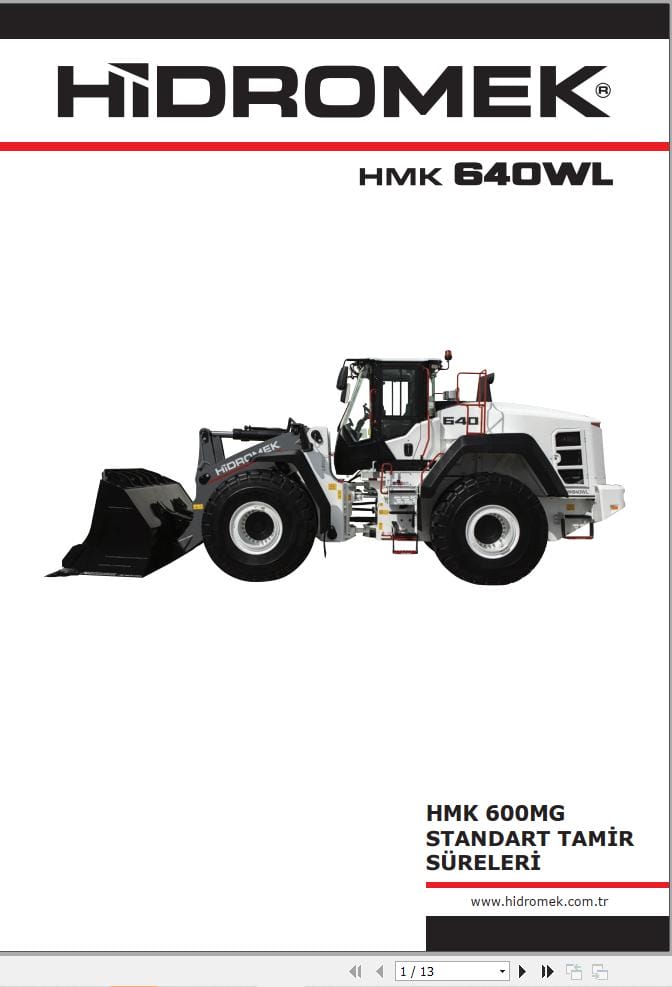 Hidromek Loader HMK 640WL Standard Repair Times TR (1)