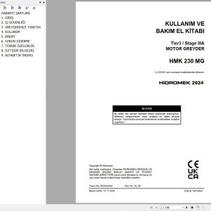 Hidromek Motor Grader HMK 230MG Operation Maintenance Manual R23032400 TR (1)
